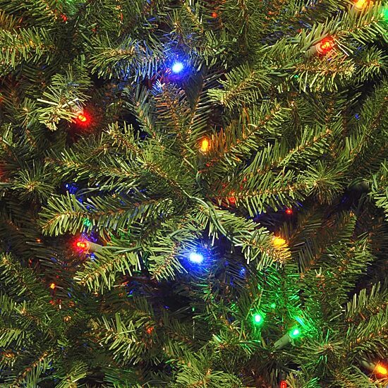 National Tree Co. Dunhill Fir Hinged 7 1/2 Foot Pre-Lit Fir Christmas Tree