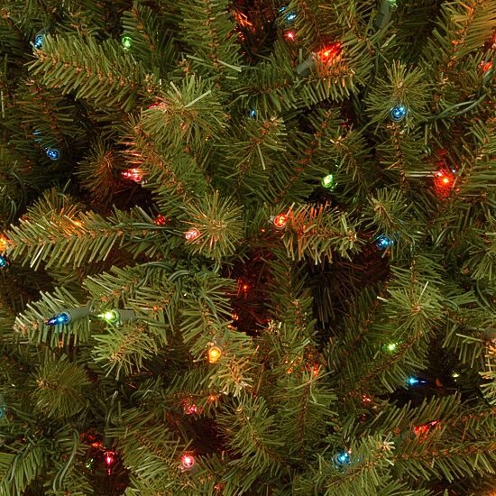 National Tree Co. Dunhill Fir Hinged 7 1/2 Foot Pre-Lit Fir Christmas Tree