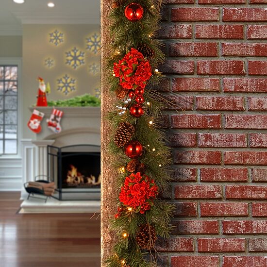 National Tree Co. Hydrangea Christmas Indoor Outdoor Garland