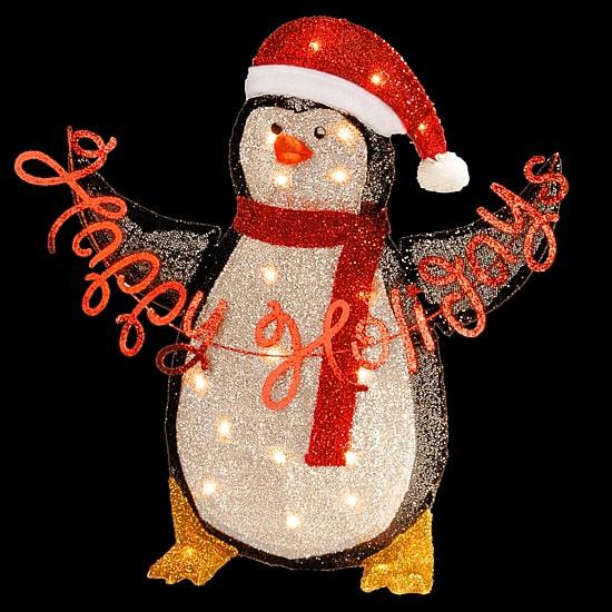 National Tree Co. Fabric Penguin Holding Sign Christmas Figurine