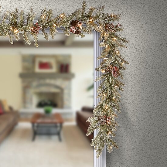 National Tree Co. Snow Splashed Dunhill  Fir Christmas Indoor Outdoor Garland
