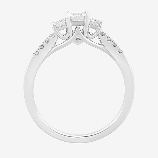 Love Lives Forever Love Lives Forever (H-I / Si2) Womens 1 CT. T.W. Lab Grown White Diamond 10K Gold Side Stone 3-Stone Engagement Ring