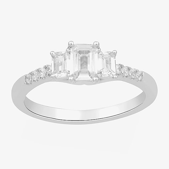 Love Lives Forever Love Lives Forever (H-I / Si2) Womens 1 CT. T.W. Lab Grown White Diamond 10K Gold Side Stone 3-Stone Engagement Ring