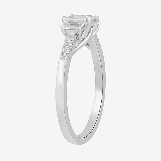 Love Lives Forever Love Lives Forever (H-I / Si2) Womens 1 CT. T.W. Lab Grown White Diamond 10K Gold Side Stone 3-Stone Engagement Ring