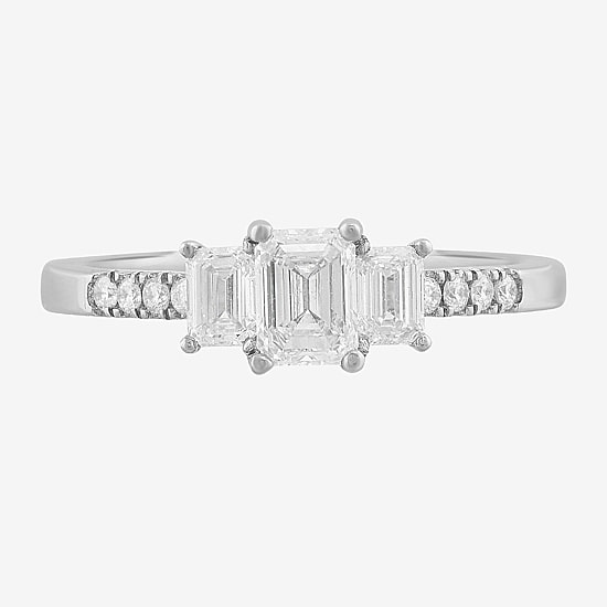 Love Lives Forever Love Lives Forever (H-I / Si2) Womens 1 CT. T.W. Lab Grown White Diamond 10K Gold Side Stone 3-Stone Engagement Ring