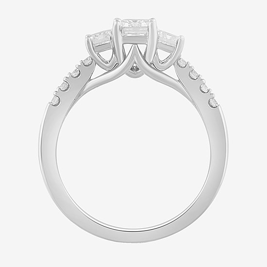 Love Lives Forever Love Lives Forever (H-I / Si2) Womens 1 1/2 CT. T.W. Lab Grown White Diamond 10K Gold Side Stone 3-Stone Engagement Ring
