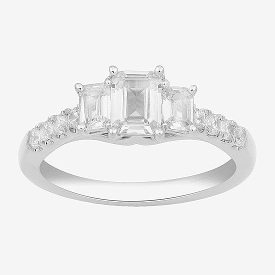 Love Lives Forever Love Lives Forever (H-I / Si2) Womens 1 1/2 CT. T.W. Lab Grown White Diamond 10K Gold Side Stone 3-Stone Engagement Ring