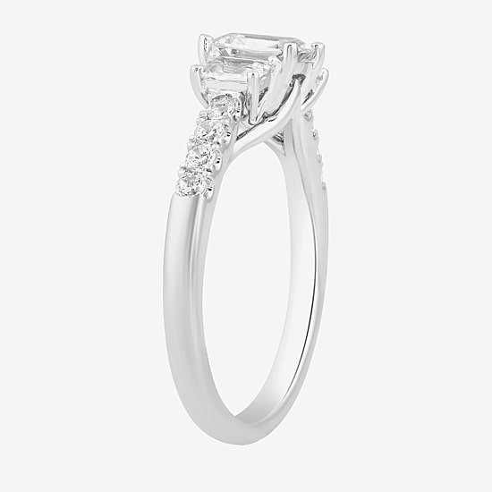 Love Lives Forever Love Lives Forever (H-I / Si2) Womens 1 1/2 CT. T.W. Lab Grown White Diamond 10K Gold Side Stone 3-Stone Engagement Ring