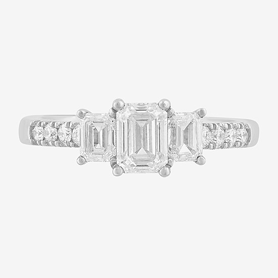 Love Lives Forever Love Lives Forever (H-I / Si2) Womens 1 1/2 CT. T.W. Lab Grown White Diamond 10K Gold Side Stone 3-Stone Engagement Ring