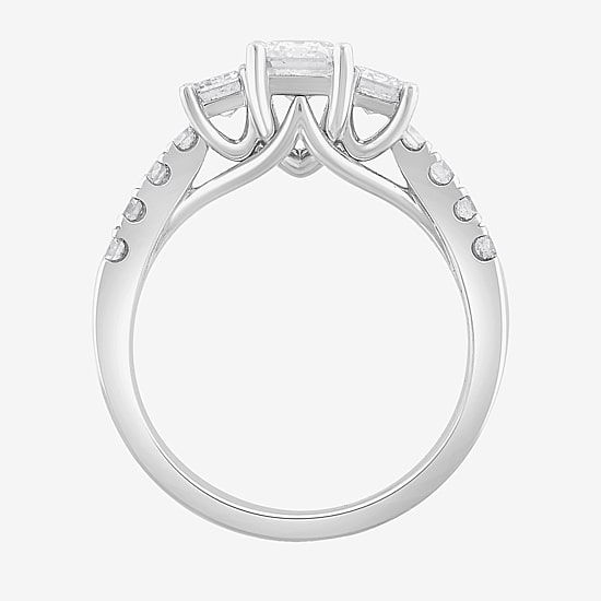 Love Lives Forever Love Lives Forever (H-I / Si2) Womens 2 CT. T.W. Lab Grown White Diamond 10K Gold Side Stone 3-Stone Engagement Ring