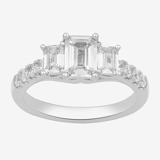 Love Lives Forever Love Lives Forever (H-I / Si2) Womens 2 CT. T.W. Lab Grown White Diamond 10K Gold Side Stone 3-Stone Engagement Ring