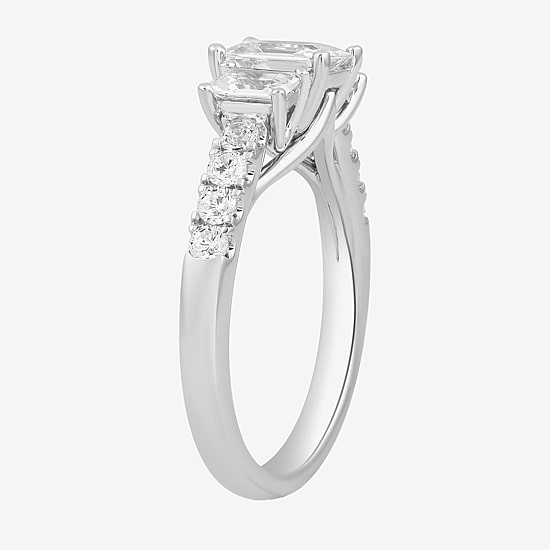 Love Lives Forever Love Lives Forever (H-I / Si2) Womens 2 CT. T.W. Lab Grown White Diamond 10K Gold Side Stone 3-Stone Engagement Ring