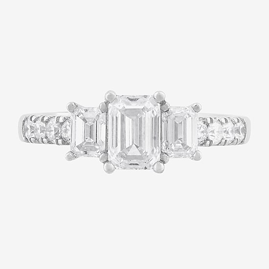 Love Lives Forever Love Lives Forever (H-I / Si2) Womens 2 CT. T.W. Lab Grown White Diamond 10K Gold Side Stone 3-Stone Engagement Ring