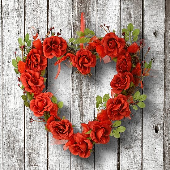 National Tree Co. 16" Valentine Heart Rose Décor Wall Sign