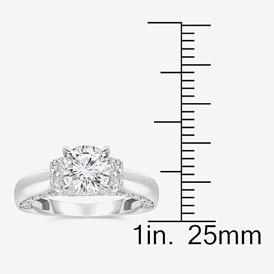 (I / I1) Womens 3 CT. T.W. Lab Grown White Diamond 10K Gold or 14K Gold Round Side Stone Engagement Ring