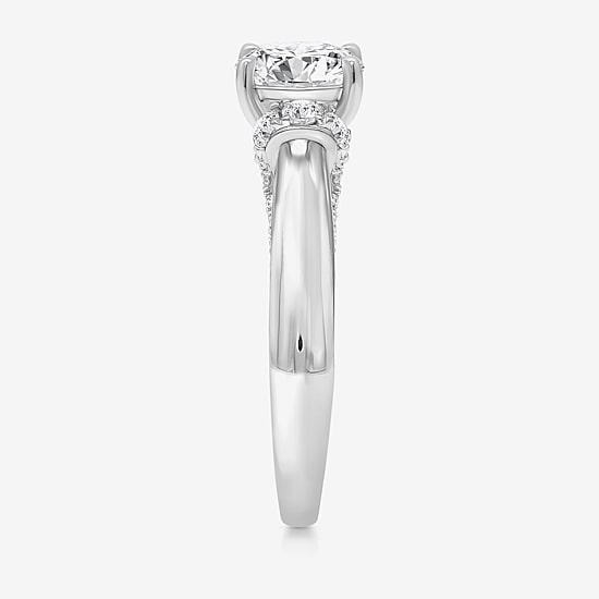 (I / I1) Womens 3 CT. T.W. Lab Grown White Diamond 10K Gold or 14K Gold Round Side Stone Engagement Ring