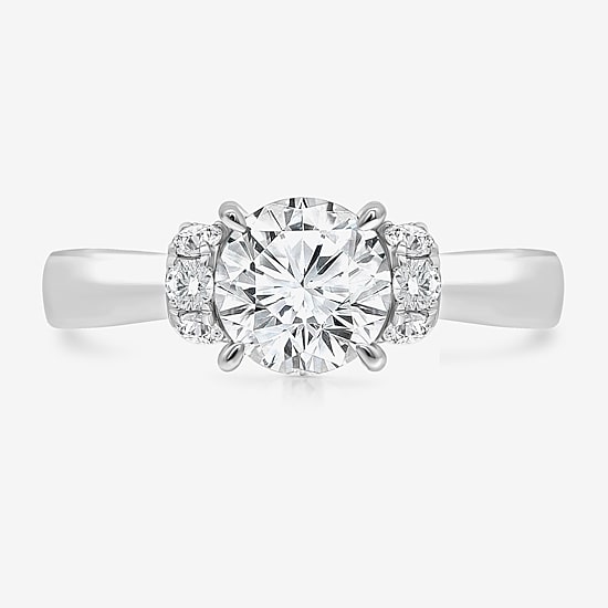 (I / I1) Womens 3 CT. T.W. Lab Grown White Diamond 10K Gold or 14K Gold Round Side Stone Engagement Ring