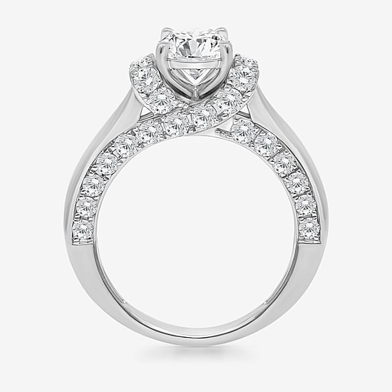 (I / I1) Womens 3 CT. T.W. Lab Grown White Diamond 10K Gold or 14K Gold Round Side Stone Engagement Ring