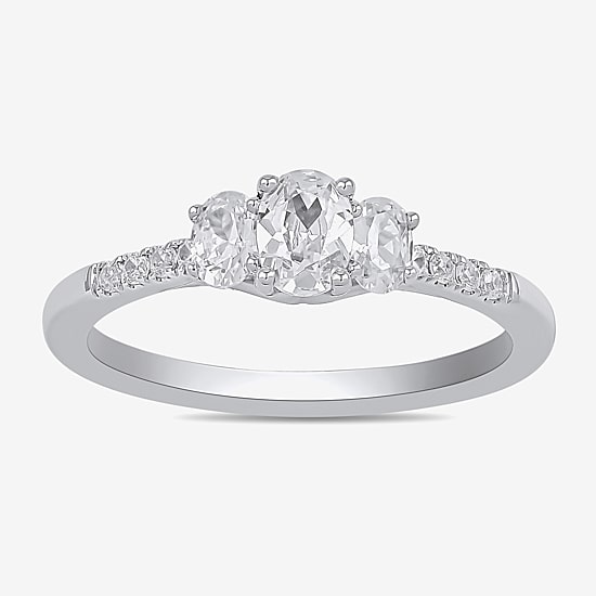 Love Lives Forever 3/4 CT.T.W. (H-I / SI2) Lab-Grown Oval Diamond 3-Stone Side Stone Engagement Ring in 10K or 14K Gold