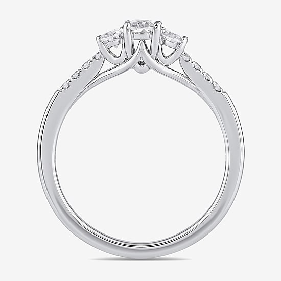 Love Lives Forever 3/4 CT.T.W. (H-I / SI2) Lab-Grown Oval Diamond 3-Stone Side Stone Engagement Ring in 10K or 14K Gold