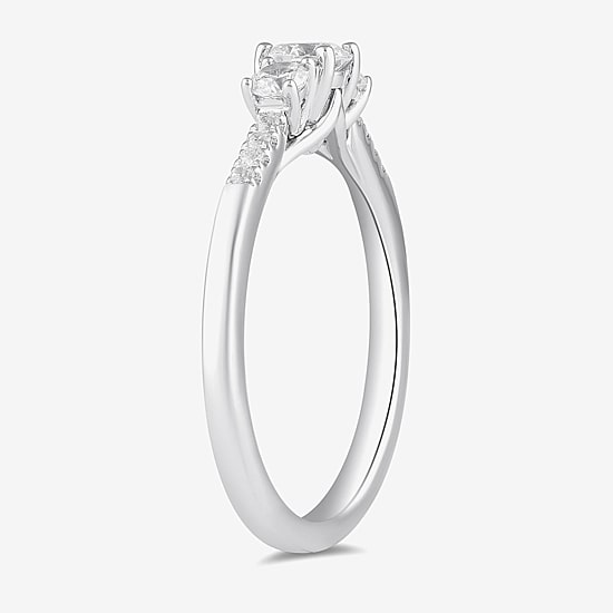 Love Lives Forever Love Lives Forever (H-I / Si2) Womens 3/4 CT. T.W. Lab Grown White Diamond 10K Gold Round Side Stone 3-Stone Engagement Ring