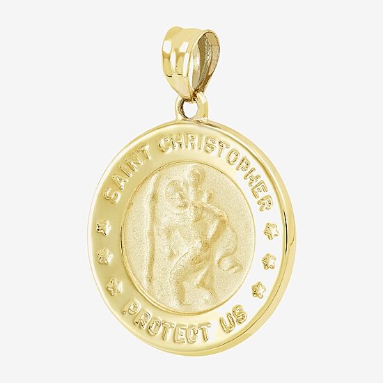 Saint Christopher Unisex Adult 14K Gold Round Pendant