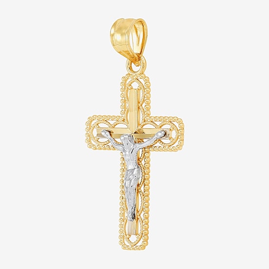 Crucifix Unisex Adult 14K Two Tone Gold Cross Pendant