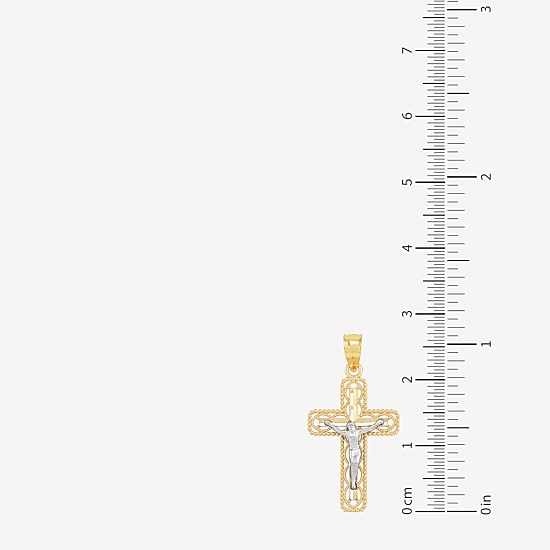 Crucifix Unisex Adult 14K Two Tone Gold Cross Pendant