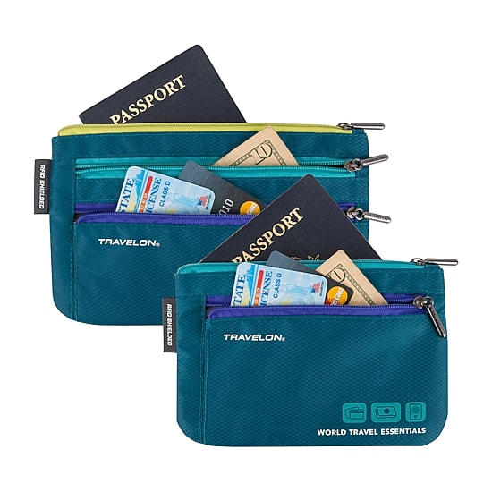 Travelon World Travel Essentials Set of 2 Currency and Passport Organizers