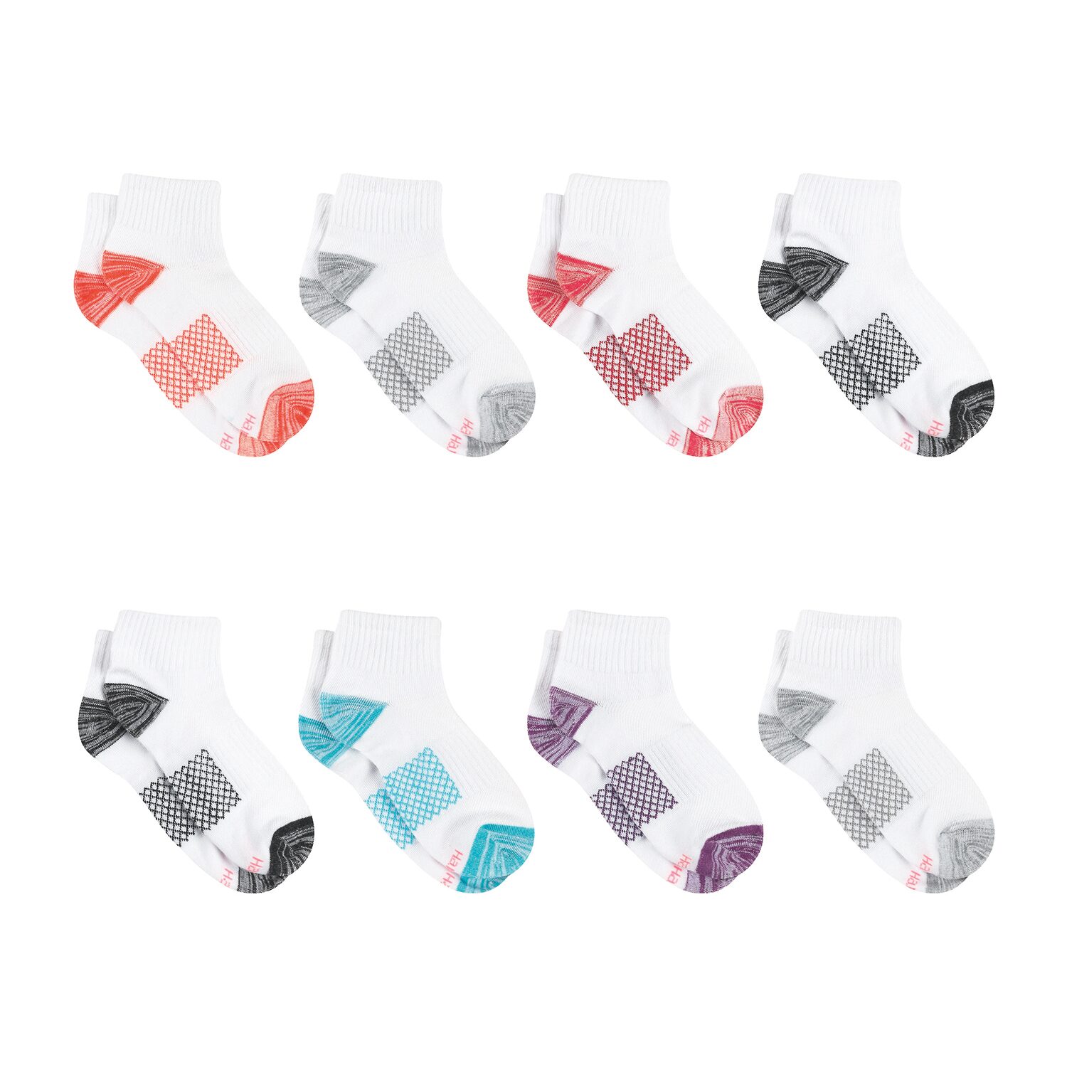 Hanes Cool Comfort Womens Breathable Multi-Pack 8 Pair Quarter Ankle Socks