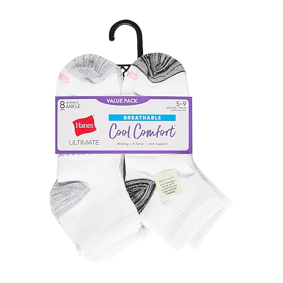 Hanes Cool Comfort Womens BREATHABLE Multi-Pack 8 Pair Quarter Ankle Socks