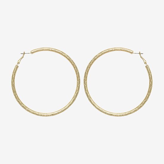 Bold Elements Diamond-Cut 79.1mm Womens 79.1mm Hoop Earrings