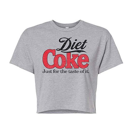 Diet Coke Cropped Tee Womens Juniors Crew Neck Short Sleeve Regular Fit Graphic T-Shirt