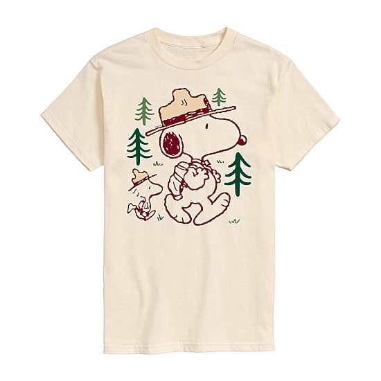 Peanuts Snoopy And Woodstock Wilderness Tee Womens Juniors Crew Neck Short Sleeve Regular Fit Peanuts Snoopy Graphic T-Shirt