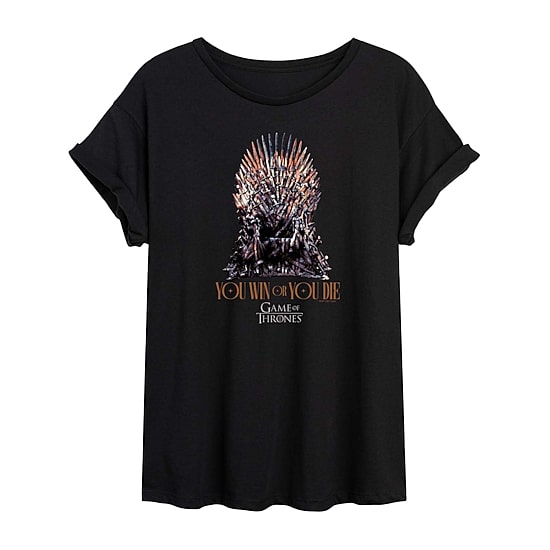 Game Of Thrones You Live Or You Die Tee Womens Juniors Crew Neck Short Sleeve Oversized Graphic T-Shirt
