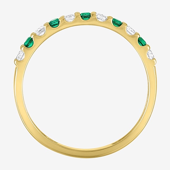 Womens Lab Created Gemstone 10K Gold Band
