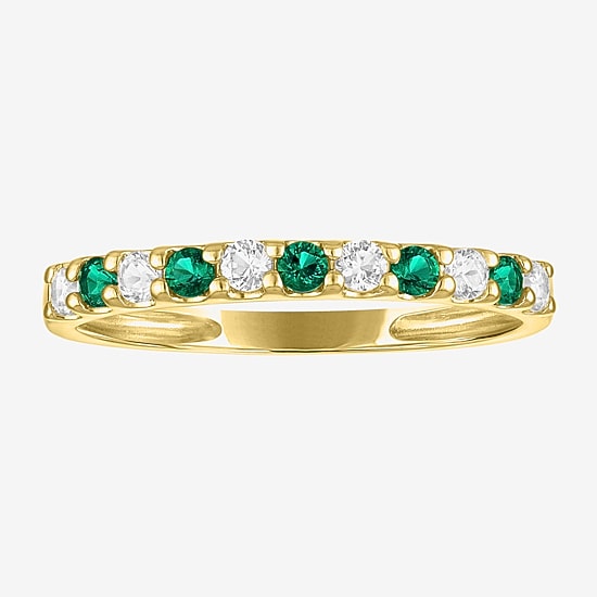 Womens Lab Created Gemstone 10K Gold Band