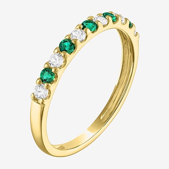 Womens Lab Created Gemstone 10K Gold Band
