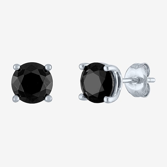2 CT. T.W. Natural Black Diamond 10K Gold 6.5mm Round Stud Earrings
