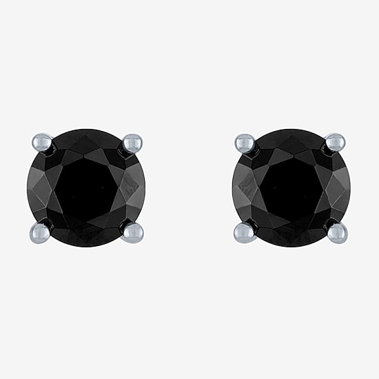 2 CT. T.W. Natural Black Diamond 10K Gold 6.5mm Round Stud Earrings