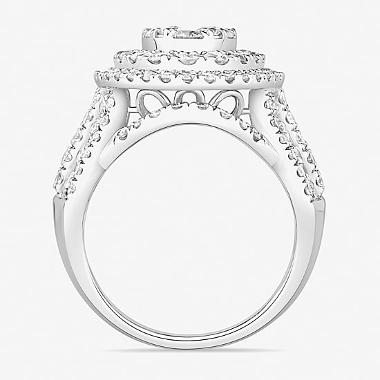 Womens 4 CT. T.W. Natural White Diamond 10K Gold Oval Halo Engagement Ring