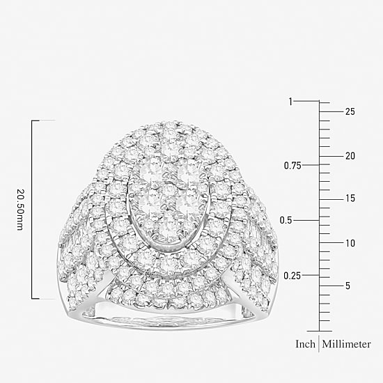 Womens 4 CT. T.W. Natural White Diamond 10K Gold Oval Halo Engagement Ring