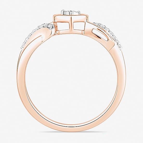 Promise My Love Womens 1/10 CT. T.W. Natural White Diamond 10K Gold Heart Promise Ring