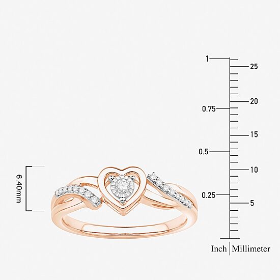 Promise My Love Womens 1/10 CT. T.W. Natural White Diamond 10K Gold Heart Promise Ring