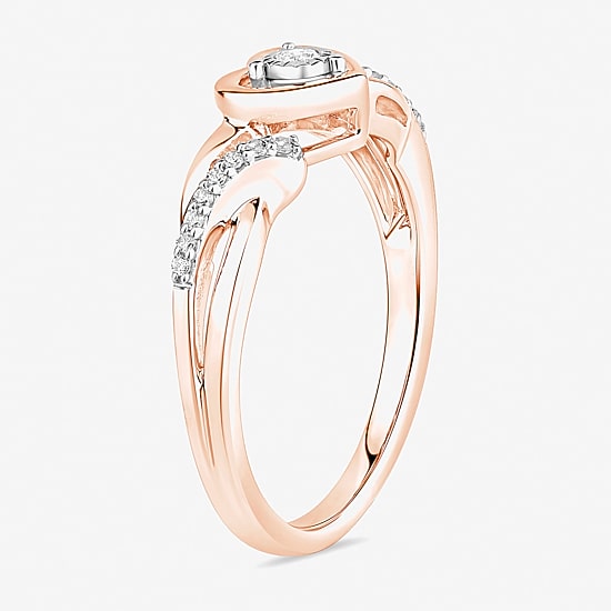 Promise My Love Womens 1/10 CT. T.W. Natural White Diamond 10K Gold Heart Promise Ring