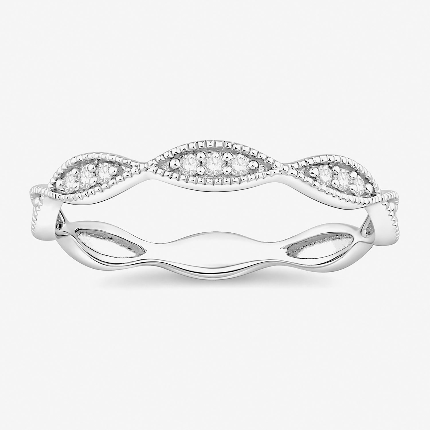 Womens 1/ CT. T.W. Natural White Diamond 10K Gold Wedding Band