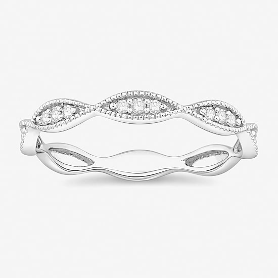 Womens 1/10 CT. T.W. Natural White Diamond 10K Gold Wedding Band