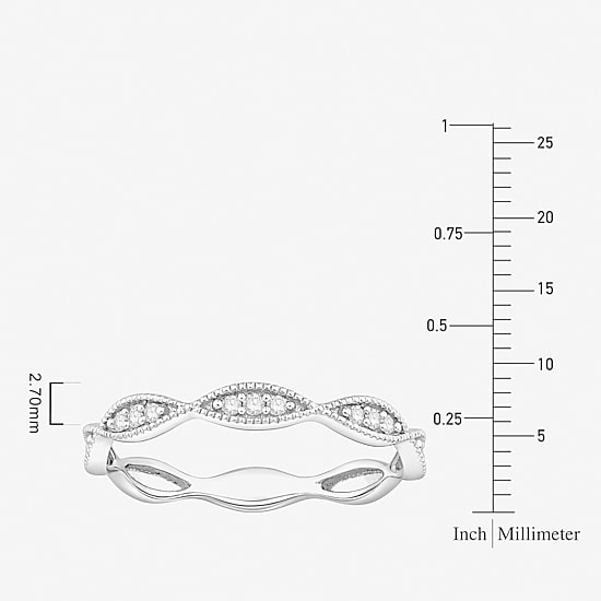 Womens 1/10 CT. T.W. Natural White Diamond 10K Gold Wedding Band