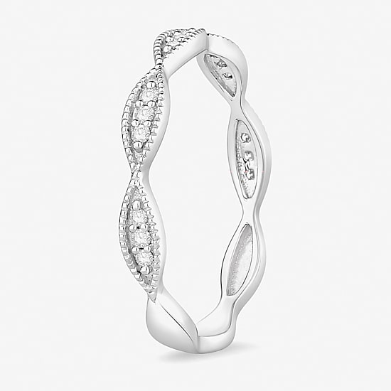 Womens 1/10 CT. T.W. Natural White Diamond 10K Gold Wedding Band