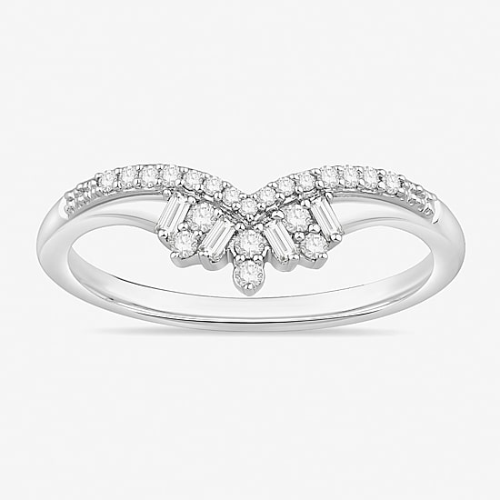 Womens 1/5 CT. Natural White Diamond 10K Gold Wedding Band